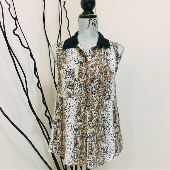 NWT BCBG Snakeskin Flare Long Back Sleeveless Top - Picture 3 of 13